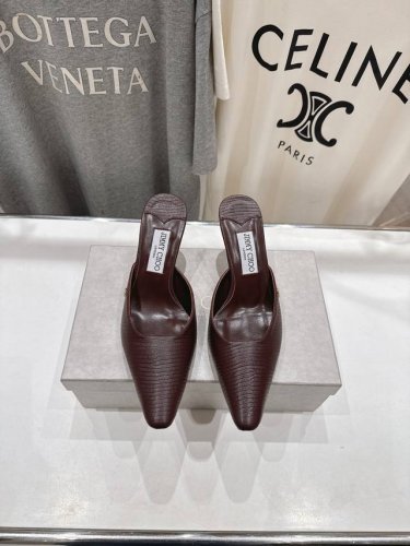 高版本出厂 Jimmy Choo*｜Jc 吉米周2025Ss新款简约尖头高跟鞋半包拖鞋 原版套楦，完美的线条，简约大气上脚显气质粗跟舒适百搭，还能拉长双腿显高显