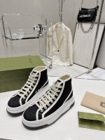 橙子出厂价p gucci 古驰 经典刺绣Gg高帮老花厚底帆布鞋 休闲鞋板鞋 情侣款 重工刺绣追求极致 增高上脚舒适 底轻 面料 特定双G刺绣印花条纹提花织法帆布