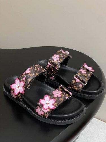 25Ss春夏新款Louis Vuiteeon Lv X Tm Lv Sunset Comfort 平底凉拖 村上隆樱花凉鞋 本款 Lv Sunset Comfo