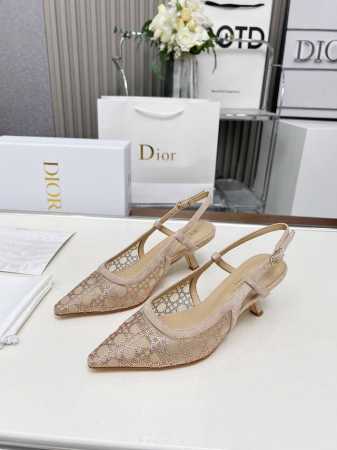 橡胶底 真皮底 迪奥 Dior 烫钻高跟鞋2025春夏最新提花烫钻图案凉鞋款. 原版购入. 特订材料. 一比一零差距复刻！材质：原版订制网面烫钻面+顶级羊皮内里 - 点击图像关闭