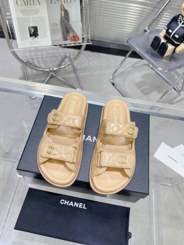 橙子出厂价p chanel 香奈儿春夏新款 菱格魔术贴半拖 沙滩拖鞋 厚底凉鞋 码数 35-42