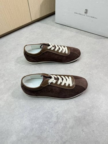 Brunello Cucinelli 布鲁内洛 库奇内利 -高端品质 原单休闲运动板鞋 -鞋面：进口纳帕小牛皮、反绒小牛皮、鞋舌.后跟；高周波品牌Logo -内