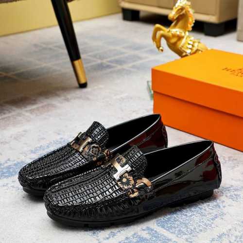 工厂价 Hermes 爱马仕专柜同款经典套脚鞋1:1开模原单品质采用进口头层牛皮猪皮内里超高档男鞋皮鞋沉实稳重 非常特别 黑色，码数38-45