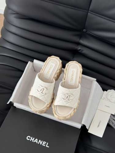 Chanel 25P新款双C编织拖鞋 新编织面料 编织鞋面 内里羊皮 原版大底 Size:35-39 其他码数定做
