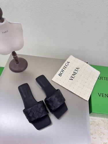 工厂p价p 顶级高端版本 代购品质 原版开发 Bottega Veneta2025Ss新品爆款夏季方头parco平底穆勒凉拖鞋 Bv新款全真小结编织装饰抢手大爆