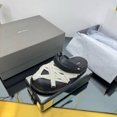出厂价Pp绑带款 男+50 Rickowens 欧文斯疯狂绑带情侣款拖鞋 麂皮黑色 年度“鞋王”区分市面所有版本 纯手工打造纯原，非流水化作业的产物！尊崇欧文斯