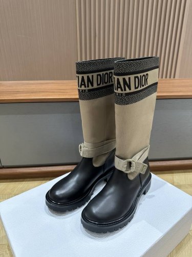 p直销 女鞋 女装 女鞋工厂P 高版Cd经典高靴 科技布电绣拼接小牛皮 内里小羊Tp直销Pu底 Size35 36 37 38 39 订40