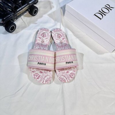 橙子出厂价p dior 迪奥 2025新花色 字母刺绣拖 一字拖 平底拖鞋 码数 35-42