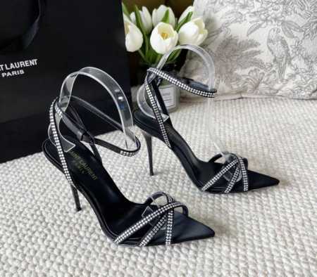 Saint Lauren Ysl圣罗兰新款 尖头水钻细跟凉鞋 跟高:10Cm 正码:35-39订做40.41.42 - 点击图像关闭