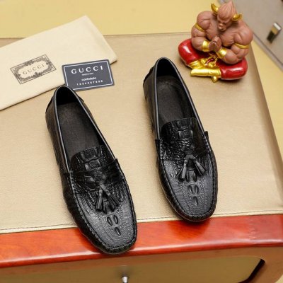 工厂p价 Gucci 古驰官网同步最新款鞋面采用进口牛皮 皮内里 橡胶大底 顶级手工一针一线做工精细绝对满足那些追求高奢品质的完美主义型男 黑色可选 码数38-