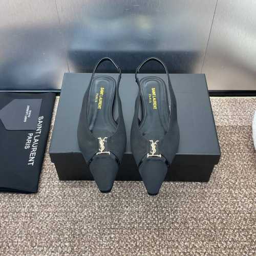 工厂p价p Saint Laurent paris 圣罗兰2025春夏新款Cassander平底女鞋 Ysl字母Logo五金扣明星同款方头后空凉鞋 材质:鞋面进