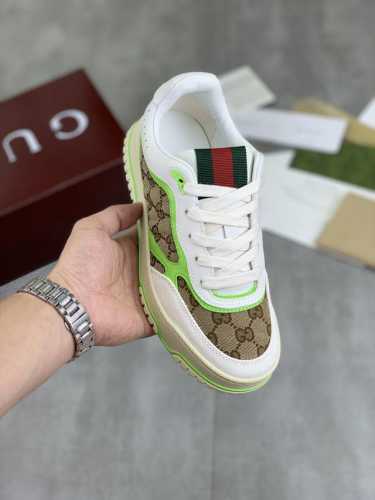 工厂价 实价 Gucci 古驰情侣款秋冬低邦走秀款休闲运动鞋，顶级版本！油边工艺一比一复刻。早春新款，打造属于完美的风格，又酷又飒 C位时髦穿搭 带复古加未来感