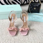 Aquazzura 菠萝24年新款 水晶钻链条高跟凉鞋 丝绸面，羊皮里，真皮底 正码:35-39订做34.40.41.42 跟高:10cm
