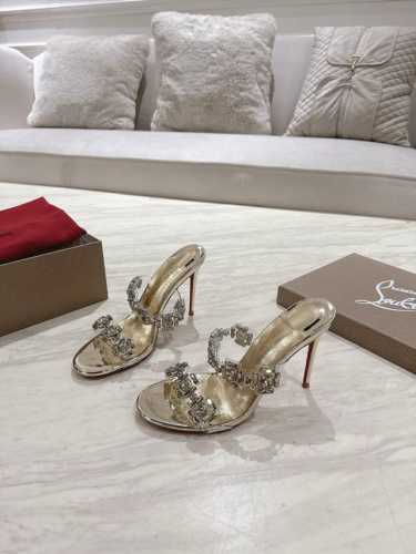 顶级版 原版盒 Christian Louboutin 2025S原版做货重工Cljust Queen水晶高跟拖鞋 材质：进口Pvc+克里奥水钻 内里：粒面珠光