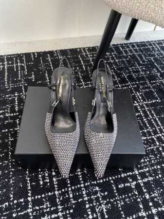 代购级 SAINT LAUREN* YSL 杨树林新款满钻尖头后空高跟鞋 bling bling闪耀奢华 小姐姐的美丽尤物高跟鞋 优雅迷人性感 女人味十足 鞋面 - 点击图像关闭