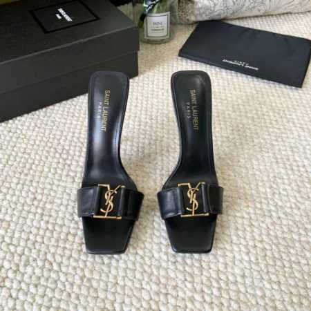Saint Lauren Ysl圣罗兰新款monogram字母logo扣高跟凉拖鞋 方头细跟凉鞋 跟高:10Cm 正码:35-39订做40.41.42 - 点击图像关闭
