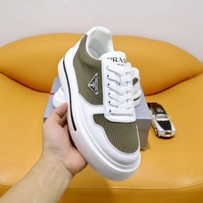 Prada 普拉达 -高端品质 原单 -原版漆面小牛皮 品牌帆布布匹：完美拼接 -内里：网帆布布匹 垫脚：顶级牛皮 -原版 抽真空tpr-橡胶 气囊双色成型大底