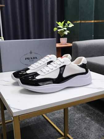 实价 Prada 普拉达 运动男鞋高端品牌，新款上市，上图必卖 顶级奢侈品牌，最新時尚运动休闲男鞋，潮流百搭之款，鞋面进口涂鸦漆皮拼接网布加牛皮垫脚超精细做工， - 点击图像关闭