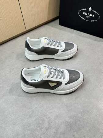 prada 普拉达 -高端品质 原单休闲运动鞋 -鞋面 纳帕小牛皮 打孔小牛皮 鞋身车缝品牌金属扣件 鞋舌丝印高周波品牌Logo -内里 水染牛皮 -大底 超轻 - 点击图像关闭