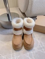 出厂价 男女同款 UGG新款羊毛保暖厚底休闲鞋 超级厚实保暖 经典百搭款 鞋面牛皮 内里垫脚进口澳洲一体羊皮毛 底厚4cm 女码35-39 40定做 男码40-