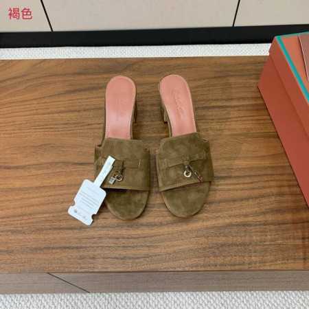 Loro Piana 羊京中跟拖鞋。鞋面羊京，羊皮内里及垫脚。真皮中底，真皮包跟。进口真皮大底，跟高8cm。码数：34-42 34、40、41、42定制不退换 - 点击图像关闭