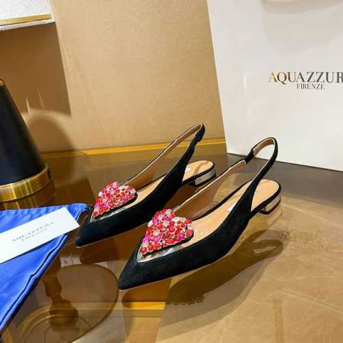 Aquazzura 新款 顶级版本 菠萝女士镂空平跟单鞋原版1比1开模五金扣，鞋跟！施华洛世奇水钻，闪耀光芒， 进口羊皮搭配原版开模五金扣制，简单大方 .使鞋子