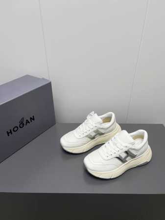 HOGAN 2025春夏最新运动鞋情侣厚底老爹鞋爆款休闲系列 松糕厚底休闲鞋 流行 H拼色工艺~休闲运动鞋履精湛手工设计融入军装元素，兼职实用与个性造型感;多元 - 点击图像关闭