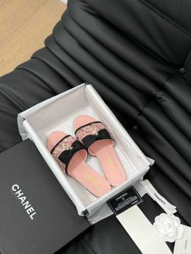 Chanel 24S早春新款鱼嘴系列拖鞋一如既往的高版本 经典蝴蝶结版面 鞋面内里羊皮 真皮大底Size:35-39 其他码数定
