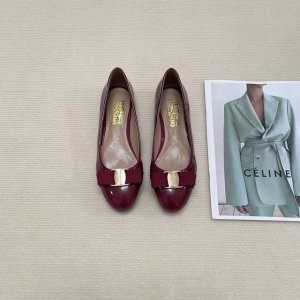 橙子出厂价p ferragamo 菲拉格慕 经典蝴蝶结 圆头玛丽珍鞋 平底鞋 粗跟单鞋 高跟鞋 跟高 平底 4Cm 7Cm 码数 34-42