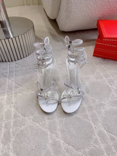 出厂价p Ren* Caovill* 水晶蝴蝶高跟凉鞋 Bling Bling精致逼人 仙女蝴蝶蛇形绑带光彩熠熠 仙气十足 堪称工艺品 面料进口真丝加超闪水钻