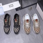 商品商标：Gucci 古驰 休闲鞋 正码码数: 38-44 45定做不退换 商品材料：精选牛皮拼接透气织布鞋面 透气网内里 橡胶大底
