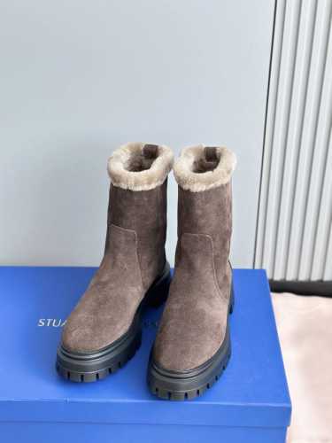 顶级品质 原厂级StuartWeitzma* SW BEDFORD CHILL MOTO BOOTIE 2024秋冬新款厚底羊毛雪地靴 雪地靴 盲入都不会出错的