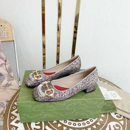 Gucci古奇 早春新款马衔扣丑萌粗跟单鞋 凉鞋 跟高：7.5Cm 5.5Cm 2.5Cm 大底：意大利真皮底 尺码：35-39 34.40.不退换 - 点击图像关闭