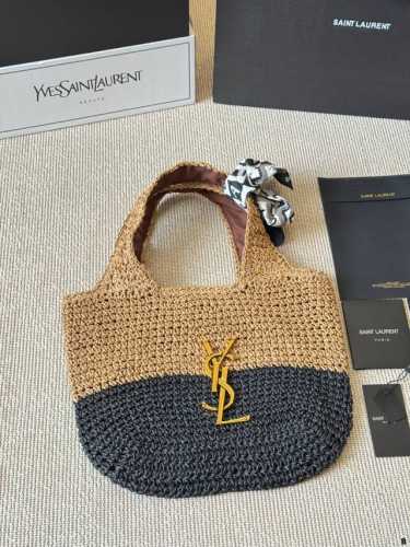 Ysl 编织托特包 休闲百搭轻便实用！ 上身超好看草编系列 尺寸 33 28Cm