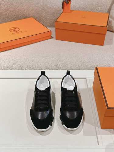 Hermes 皮面 ，情侣款，Size ：码数：35-44 45可订做 Hermes 爱马仕 顶级版本#经典情侣款 休闲运动鞋情侣款休闲之履运动老爹鞋结合高