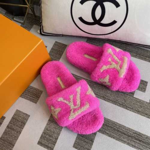 L家 毛拖P: 女款，码数35-40 41.42订做不退换 2024新款 Louis vuitton LV毛拖 官网同步：专柜品质！我家只做全真皮羊羔毛 一款巨