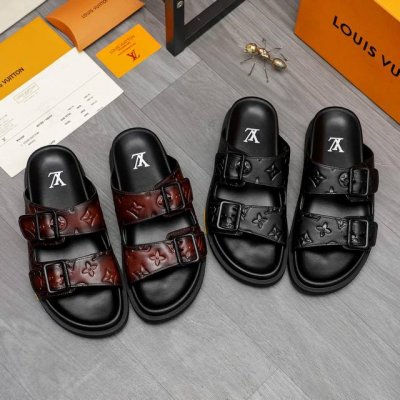 商品商标 Lv [路易威登] 拖鞋 正码.码数: 38-44 45定做不退换 商品材料 精选 擦色压纹牛皮鞋面 脚背皮里 原版大底
