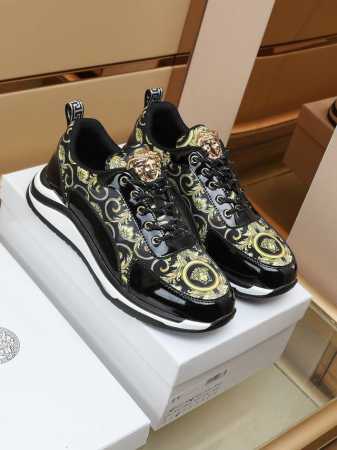 工厂P价 Versace 男士新款上市鞋面采用原版布料打印3D图案羊皮内里，完美造型顶级品质，橡胶耐磨大底，鞋型饱满，立体感十足超级百搭 高档不失品味，时尚 码 - 点击图像关闭