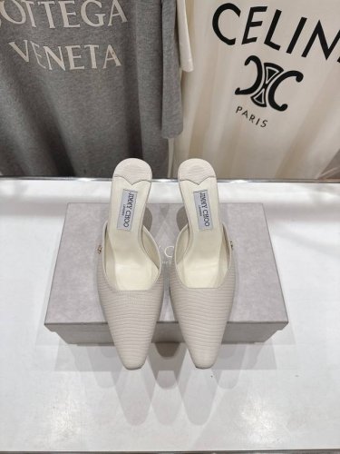 高版本出厂 Jimmy Choo*｜Jc 吉米周2025Ss新款简约尖头高跟鞋半包拖鞋 原版套楦，完美的线条，简约大气上脚显气质粗跟舒适百搭，还能拉长双腿显高显
