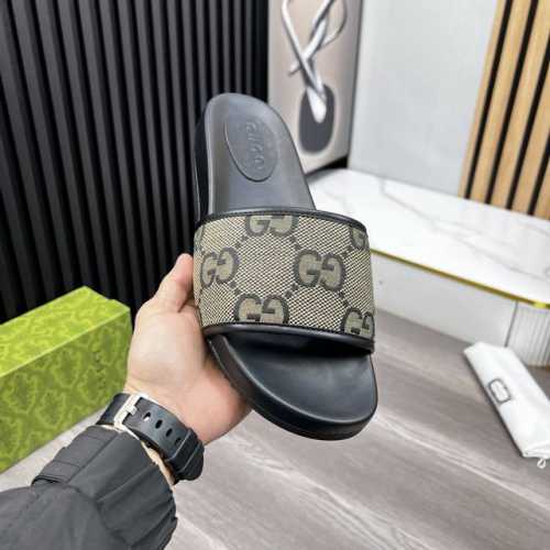 古奇新品男士拖鞋 高端外贸精品 鞋面进口原版布料， 精细做工， 鞋底超软，休闲宽松舒适型，长期有货哦！两色可选，码40-46