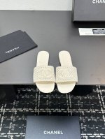 厂价 Chane*｜小香24P新品 针织双C平底拖鞋 夏天一定要入的凉拖系列 鞋面采用原版定制材质 内里垫脚是丝绸羊皮 意大利进口牛皮大底 码数：35-39 4