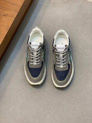 premiata 普瑞米亚达 -高端品质 原单 -鞋面：磨砂皮配镂空透气网、车缝品牌“米”图腾 -内里：牛皮内里 -大底：超轻Tpu发泡 橡胶；彩印成型大底 -