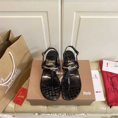 橡胶底 ，真皮底 ，红底鞋Christian Louboutin CL 夹趾拖鞋，鳄鱼纹牛皮面，羊皮里，35-41码 42码定做不退换