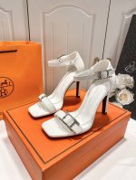橙子出厂价p hermes 爱马仕 初夏新款 H扣一字带高跟凉鞋 跟高 10Cm 码数 35-41
