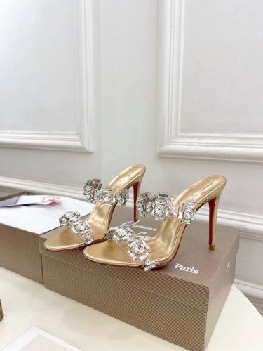christian Louboutin路铂廷Cl 红底鞋 25Ss最新Just Jewel透明带水晶钻高跟拖鞋系列 魅惑华丽的顶级硬货上新 bs明星同款 平台主