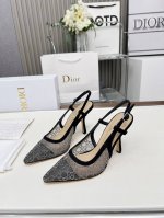 橡胶底 真皮底 迪奥 Dior 烫钻高跟鞋2025春夏最新提花烫钻图案凉鞋款. 原版购入. 特订材料. 一比一零差距复刻！材质：原版订制网面烫钻面+顶级羊皮内里