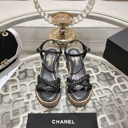 chanel 香奈儿 小香 2025春夏季纯手工专柜最款新坡跟厚底链条编制凉鞋 简约百搭品质 脚感都超级赞 上脚非棒常. 1鞋面 进口羊皮 2内里 垫脚 羊皮 - 点击图像关闭