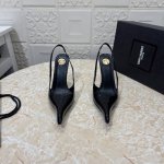 ysl.顶级版本.高品质. 配置全套包装 2025新款 官网同步 1:1开模 尖头后空鞋 鞋面 漆皮 真丝 内里 羊皮 跟高: 10.5Cm 大底 A级原版黑色