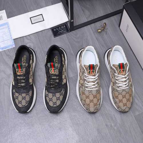 商品商标：Gucci 古驰 休闲鞋 正码码数: 38-44 45定做不退换 商品材料：精选牛皮拼接透气织布鞋面 透气网内里 橡胶大底