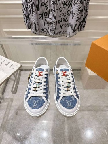 配饰扣20 Louis Vuiton 路易威登 2025Ss新款 Lv Lagoon系列丹宁牛仔布压花老花帆布鞋滑板鞋休闲运动鞋 顶级版本原版购入开发做货整双鞋